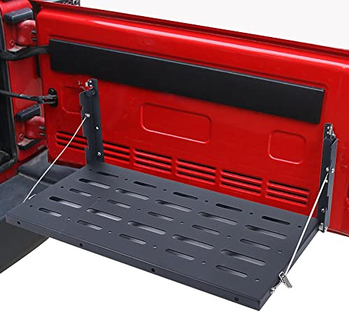 Unkonwcy Fällbart Bord Baklucka Tailgate Bord Lastrumshållare Metall Matbord Hylla Klaffel Multi-Purpose Campingbord Fällbart Matbord Stav 60 x 31 cm Svart