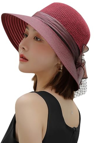 TCNGKIJIUK Femme Chapeau de Soleil Capeline Réglable à Large Bord Protection UV Chapeau D'église en Organza Chapeau D'été Respirant pour Plage Voyage Vacances Camping