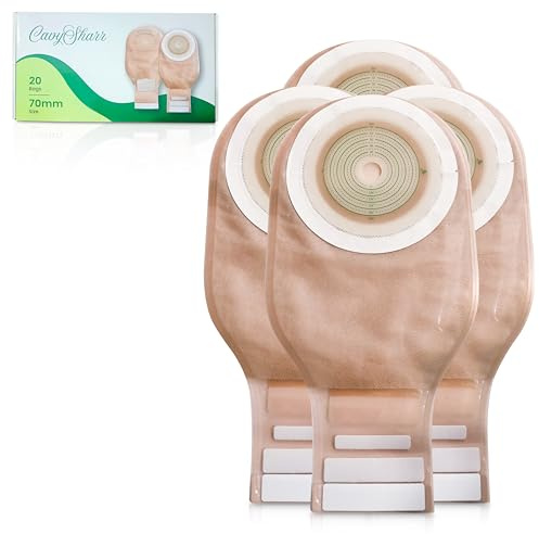 cavysharr Colostomy Bags 20 Pack, One-Piece Drainable Ostomy Pouches, 30mm-70mm Cut-to -Fit Ostomy Bags with Observation Window for Ileostomy Stoma Care., Skin