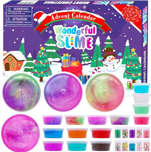 PANSHAN Christmas Countdown Advent Calendar 2025 – 24 Days of Fun Crystal Slime & Fidget Toys | Exciting Gift Set for Kids Ages 3+ | Perfect Xmas Surprise for Boys & Girls