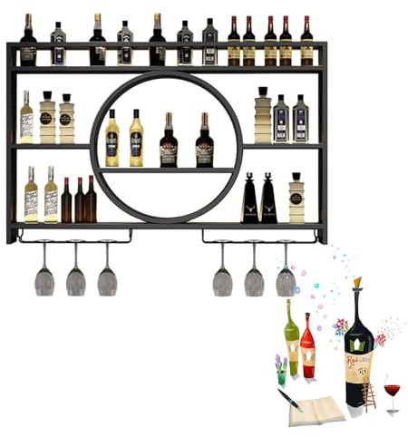 Scaffale per bottiglie da parete XYLDGPTL, scaffale stretto con luce, wine rack, armadietto per vini, bar, scaffale a parete con porta bicchieri, supporto per bottiglie, supporto per bevande, mini bar