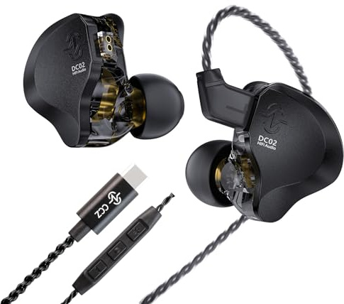 Écouteurs CCZ DC02 IEM, casque filaire de jeu USB-C 4Cores 4N OFC avec microphone, 10mm DD double circuit magnétique, casque DJ avec diaphragme composite PU et PET, moniteur intra-auriculaire avec