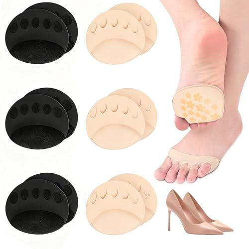 Yuqilin 6 paia Fantasmini Donna Cotone Taglia Unica Divaricatore Dita Piedi Suola Spessa Proteggi Dita Piedi Design Antiscivolo con Stampa in Silicone per Tacchi Alti Sneakers Sandali Ballerine