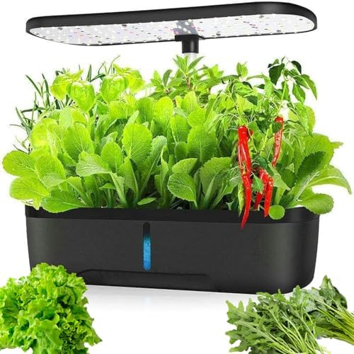 12 pods hydroponik odlingssystem inomhus ört trädgård med LED-växtlampor smart växande planterare med justerbar höjd och automatisk timer automatisk ört trädgård grobarhet kit
