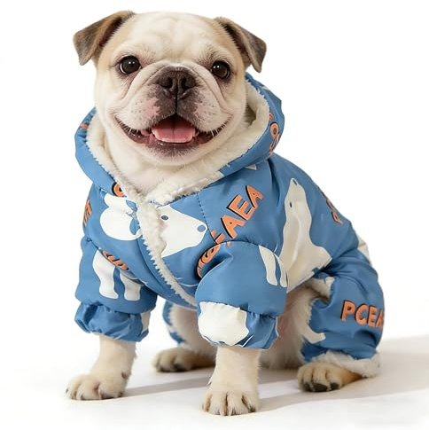 Manteau Chien Veste Chaude pour Petit Chien Manteau pour Chien Hiver Manteaux Chaud Imperméables pour Chiens Polaire Manteaux d'hiver pour Chiens Vetement Chien Chat Teckel Chihuahua-XL (Bleu)