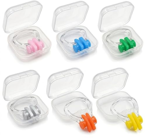 Swimming Nose Clip 6 Pcs, Silicone Nose Plugs with Individual Storage Case, Waterproof Swim Training Protector for Swimming Lessons Water Aerobics, Kids & Adults Beginners Gear