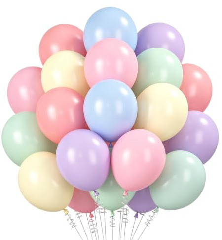 Ballonger, pastellfärger, 30 stycken, pastellfärger, grön, rosa, blå, lila, gul, 30 cm, färgglada, regnbåge, heliumballonger för förlovning, prinsessa, födelsedag, bröllop, babyshower