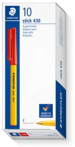 STAEDTLER Stick 430 F-2 - Penna a sfera a punta fine, confezione da 10, colore: Rosso