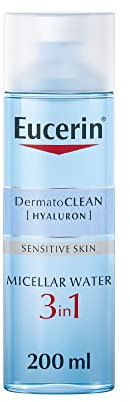 Eucerin DermatoClean 3in1 Micellar Cleansing Fluid 200ml, Gentle Facial Cleanser to Remove Dirt, Oil, Makeup and Impurities, Cleansing Water with Hyaluronic Acid