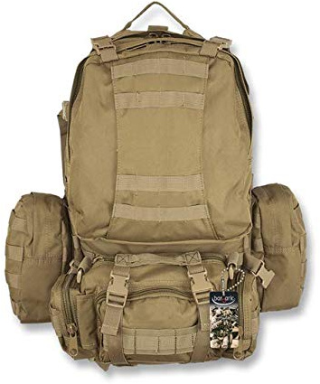 Mochila Barbaric Coyote 50L para Senderismo, Acampada, montañismo, Caza, Aire Libre, Ciclismo multifunción Nailon Barbaric Force 34881-CO + Portabotellas de regalo
