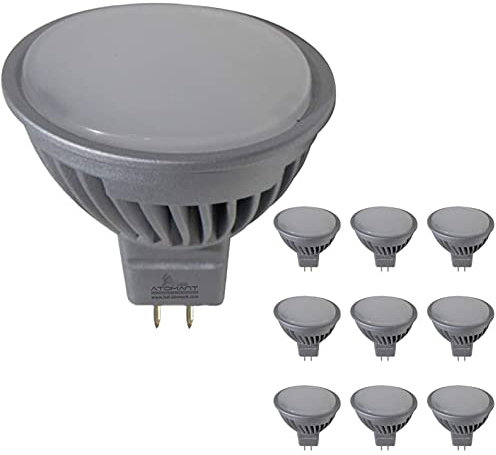 LED ATOMANT Pack 10x Bombilla LED MR16 12V/24V 7W Regulable. Color Blanco Neutro (4500K). 600 Lumenes. 120 grados. GU5.3