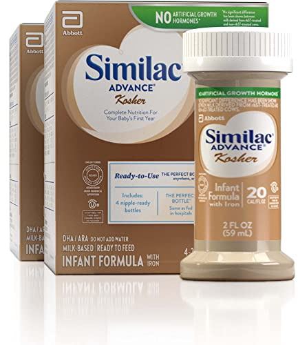 Similac Advance Kosher Infant Formula, Ready-to-Feed Baby Formula, 4-fl-oz Bottle, Pack of 8
