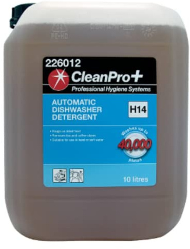 CleanPro+ Automatic Dishwasher Detergent H14 10 Litres – Professional Machine Dishwashing Liquid – Heavy-Duty Grease & Stain Removal – Catering & Commercial Use