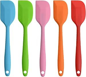 5 Stück Teigschaber Silikon, 21 * 4cm Teigspachtel, Silikon Spatel Teigschaber silikon Kochlöffel Kochen und Mischen Hitzebeständiger Mehrfarbig für Kochen