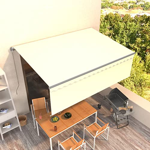 Homgoday Tenda da Sole Retrattile Manuale con Parasole 4x3m Crema,Tenda da Sole per Esterno,Tende da Sole per Balconi,Tenda da Sole a Bracci Estensibili,Tenda Sole Esterno,Tenda da Sole
