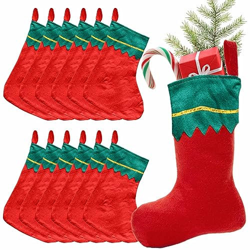 Nikolausstrumpf,Nikolausstiefel Personalisiert,Nikolausstiefel Rot,12 Stück Nikolausstiefel Zum Befüllen,Großer Weihnachtsstrumpf für Süßigkeits Partyzubehör Weihnachtsbaum Hängende Kaminsocken