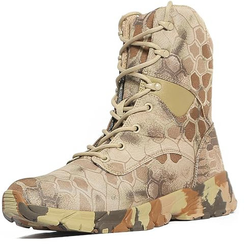 KINROCO Stivali Militari Mimetici Uomo Scarpe da Trekking Antiscivolo Comodi Scarponi da Combattimento Tattici(Size:38 EU,Color:Pitone Sabbia)