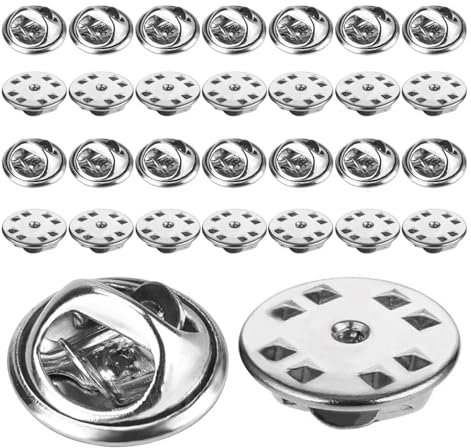 Ryaupy 30 Stück Verschlussstifte Metall Pin Keepers Rücken Lock Verschluss für Schmuck Brosche Pins Namensschild Basteln DIY, (Silber Farbe, 11.5mm)
