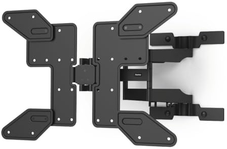 Hama TV Wandhalterung schwenkbar, neigbar, Slim (TV Halterung 37-90 Zoll, VESA 100x100 bis VESA 600x400, bis 50kg, 2 Arme, ausziehbare Halterung OLED optimiert, Fischer-Dübel & Bohrschablone) schwarz