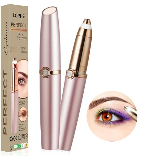 LOPHE Augenbrauenrasierer, Augenbrauen Trimmer Damen, Augenbrauenrasierer Elektrisch, Schmerzlos und Präzisions Augenbrauentrimmer for Reisen, unterwegs, Geschenk (Roségold)