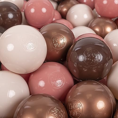 KiddyMoon 100 Balles/7Cm Balles Colorées Plastique pour Piscine Enfant Bébé Fabriqué en EU, Brun/Cuivre/Beige Pastel/Saumon