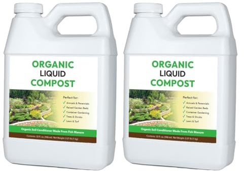 Organic Liquid Compost: Fast-Acting Alternative to Messy and Smelly Composting | Perfect for Brewing Compost Teas (32oz, 2 Pack, Treats Up to 10,000 Sq.Feet)