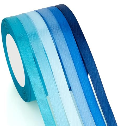 Geschenkband Blau 6 Farben Satinband 10mm×23m Schleifenband Seidenband Stoffband Seidenbänder Für DIY Handwerk Ribbon Dekoband Zum Basteln Geschenkverpackung Geburtstag Blumenstrauß Party Deko