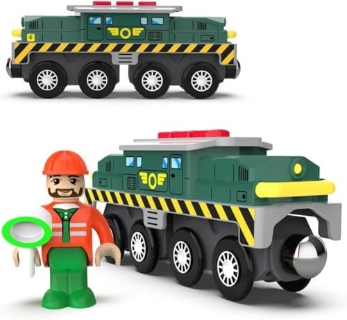 TOPLIVING Batteriebetriebener Action-Lokomotivzug (magnetische Verbindung) - Leistungsstarke Lokomotive Kugelbahn-Set Kompatibel mit Thomas, Brio, Chuggington - Zugspielzeug für Kleinkinder