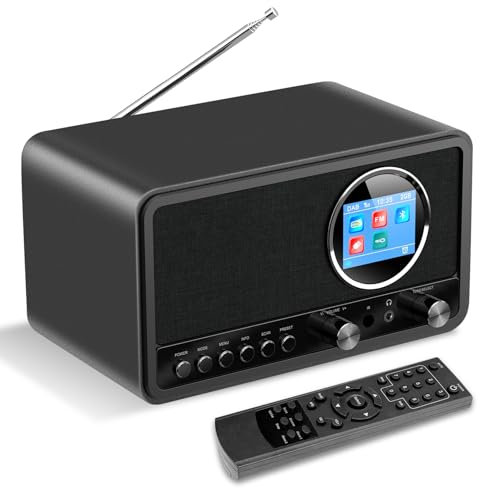 Wholede Radio DAB+/FM avec Bluetooth, radio numérique DAB Plus, radio de cuisine, radio-réveil, avec minuterie de mise en veille, alarme Snooze, USB/Aux-In, noir