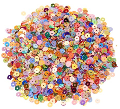 sourcing map 10000 Pcs Flat Loose Sequins 4MM Bulk Cup Sequins Paillettes Sequins Embroidery Sequins Round Spangles with Holes for Jewelry Making Crafts Sewing Makeup Nail,Mixed Color