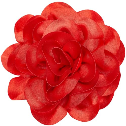 CREATCABIN Broche de flor grande de 20 cm, broche de camelia extra grande para ropa, extraíble de tela de satén, broche de solapa para mujer, vestidos, boda, fiesta, banquete, traje, accesorios,