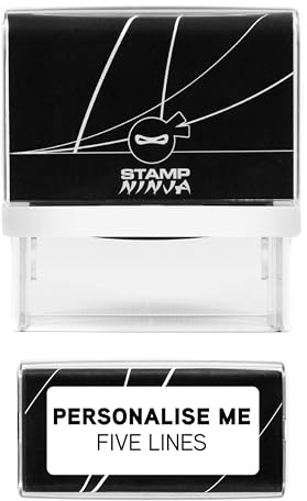 Personalised Custom Made Self-Inking Company Business Address Rubber Ink Stamp - 58mm x 22mm (Five Lines of Text)