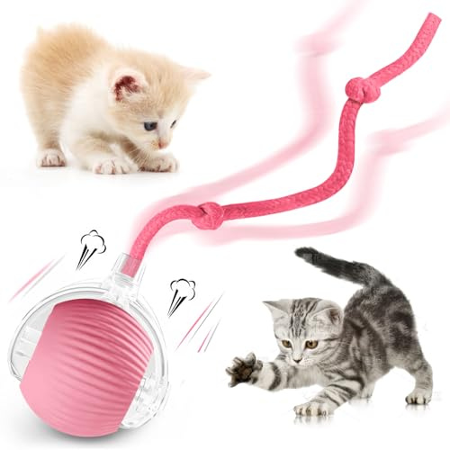 zeonmiehu Interactive Cat Ball Toy, 2025 Upgraded Automatic Cat Toys for Bored Indoor Adult Cats, Smart Moving Cats Toy Balls, 360°Smart Rolling Kitty Ball Toy (Pink)