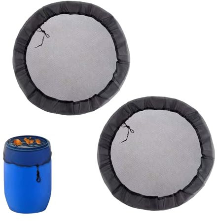 2 unidades de red para barriles de lluvia, 95 cm, cubierta para barril de lluvia con cordón, red de protección, red ajustable para el depósito de lluvia, mosquitos, protección contra hojas y larvas de