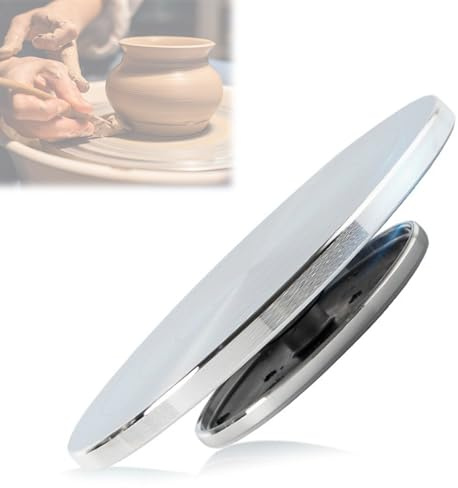 Zephviora Torno de Alfarero, Plato Giratorio de Aluminio de 25 cm para Alfarería Y Modelado En Arcilla, Plato Giratorio Cerámico de Doble Cara, Giratorio 360°, para Cerámica Y Figuras de Arcilla