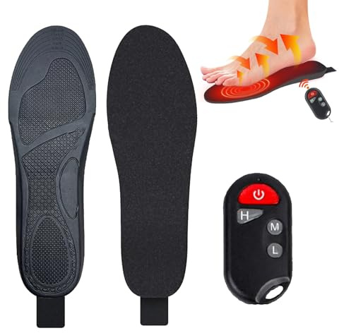 Semelles chauffantes – Chauffe-pieds électriques, semelles souples rechargeables, inserts de chaussures thermiques lavables, chaleur portable pour les pieds, confortable, alimenté par batterie | ski