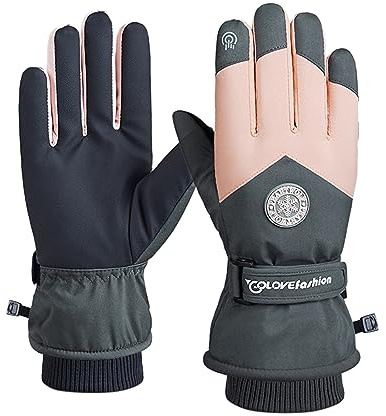 Gants de ski d'hiver chauds pour homme et femme - Gants d'équitation en polaire épais - Idéal pour le ski, les sports de neige (taille unique)