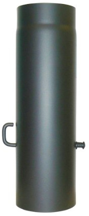 Kamino-Flam Tuyau de Poêle avec Clé de Tirage Ø 150 mm, Tube Droit Longueur 500 mm en Acier Laqué Senotherm, Conduit de Cheminée avec Régulateur de Tirage, Gris Fonte