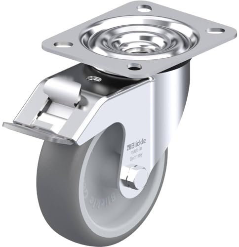 Blickle 605550 Rotella girevole per apparecchiature, Ø 100 mm con fermo Modello Rotella girevole con piastrina ad avvita