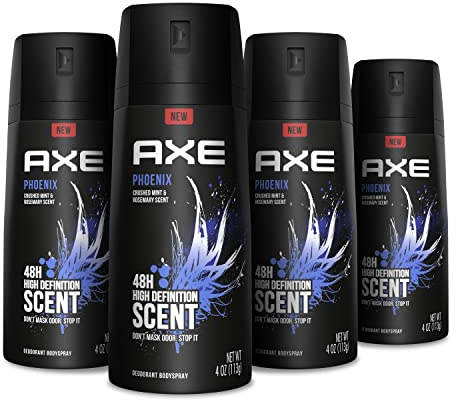 Axe Body Spray Deodorant For Long Lasting Odor Protection, Phoenix Deodorant For Men Formulated Without Aluminum 4oz 4 Count