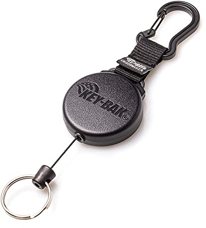 KEY-BAK SECURIT SD Retractable Keychain, 36 Retractable Cord, 15oz. Retraction, Durable Polycarbonate Case, Zinc Alloy Carabiner, Split Ring, Black