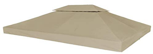 tidyard Toit de Remplacement pour Pavillon/Auvent 100% Etanche avec Revêtement en PVC Taupe 310 g/m² 4x3m (Cadre Non Inclus)
