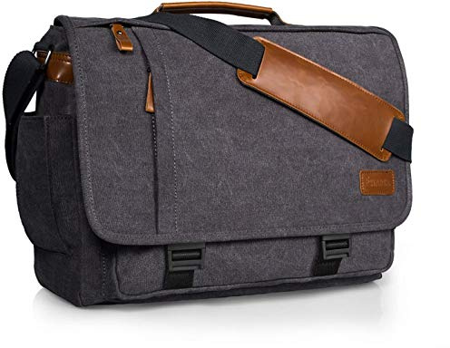 ESTARER Umhängetasche Herren 15,6 Zoll Laptoptasche aus Canvas für Schule/Reisen/Business