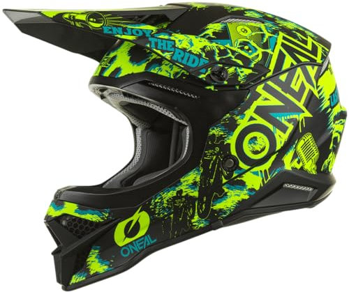 O'NEAL | Motocross-Helm | MX Enduro | ABS-Schale, Sicherheitsnorm ECE 2205, Lüftungsöffnungen für optimale Belüftung & Kühlung | 3SRS Helmet Assault V.22 | Erwachsene | Schwarz Neon-Gelb | L