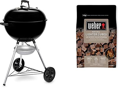 Weber E-5710 Barbecue Antracite Carrello Nero, Argento & 17612 Cubetti accendifuoco 48 pastiglie sul marrone