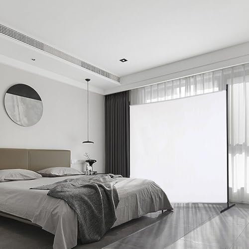 Mingone Raumteiler Trennwand Innen Garten Stellwand Balkon Sichtschutz Paravent Spanische Wand aus Stoff 1 Teilig für Büros，175x180cm, Weiß