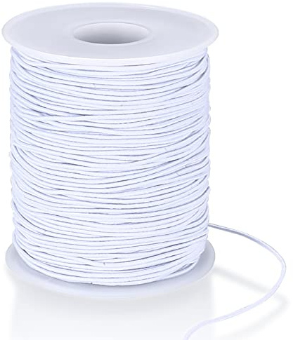 Cordoncino Elastico, 1 mm x 100m/328ft Corda Elastica, Corda di Filo Elastico in per Perline, Braccialetto, Bracciali, Vestiti, Gioielli Fai da Te - Bianco
