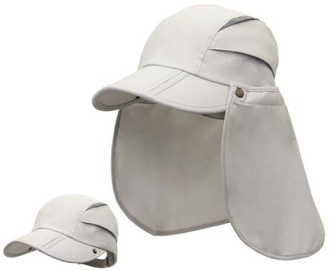 Magracy Cappellino da Sole a Tesa Larga da Esterno per Uomo e Donna in Rete UPF50+ Cappello con Patta al Collo Cappelli da Pesca ad Asciugatura Rapida Bianco Sporco
