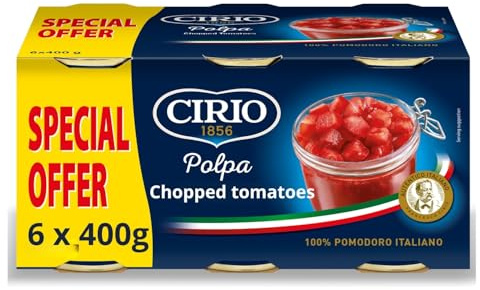 Cirio Chopped Tomatoes, Polpa, Italian Tinned Tomatoes, Canned 400g (Multipack of 6)
