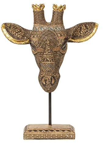 Lifestyle & More Scultura moderna figura decorativa testa di giraffa in pietra fusa oro 28x37 cm